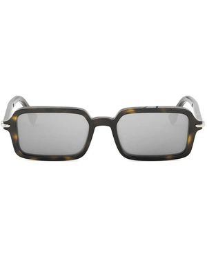 Fendi Selleria Braune rechteckige Sonnenbrille - Grau