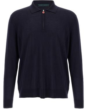 Kiton Gebreide Poloshirt - Blauw