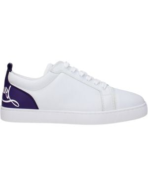 Louboutin Sneakers Fun Louis Junior Mens Leather White/Jacaranda - Blanco