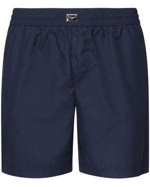 Dolce & Gabbana Dark Blue Nylon Swim Trunks - Blauw