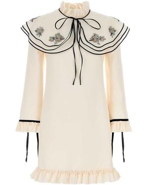 Valentino Garavani Ivory Wool Blend Mini Dress - Natural
