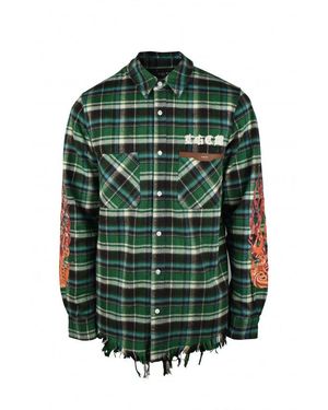 Amiri And Check Overshirt - Green