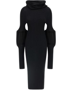 Issey Miyake Thin And Thick Knit Dresses - Black