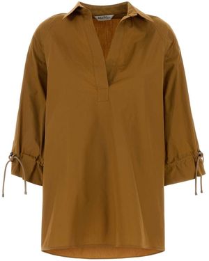 Max Mara Biscuit Poplin Adorni Blouse - Natural