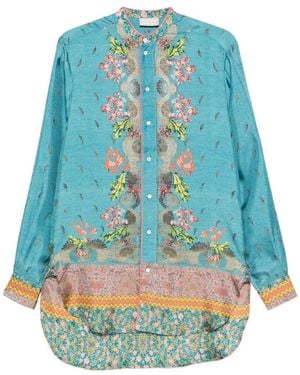 Pierre Louis Mascia Printed Silk Shirt - Blue