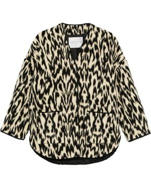 forte_forte "Moiree" Jacquard Cloth Coat - Black