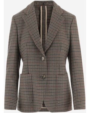 Lardini Kaschmirjacke mit Hahnentrittmuster - Grau