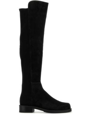 Stuart Weitzman Suede And Fabric 5050 Boots - Black