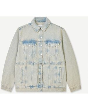 Samsøe & Samsøe Loose-Fit Denim Jacket With Waist Drawstring - Blue