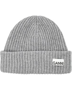Ganni Wool Beanie - Grey