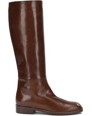 Alluminio Leather Boots - Brown