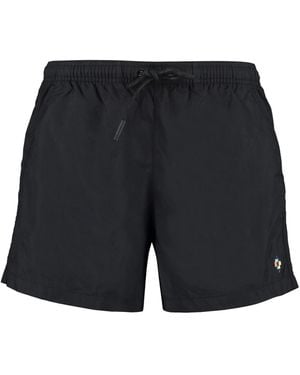 Marcelo Burlon Mid-Thigh Swim Shorts With Embroidered Logo Detail - Black