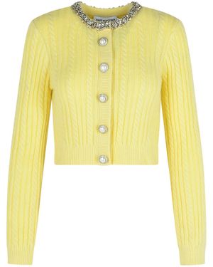 Self-Portrait Alpaca Blend Cardigan - Yellow