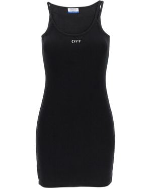 Off-White c/o Virgil Abloh Ribbed Stretch Mini Dress With Scoop Neckline - Schwarz
