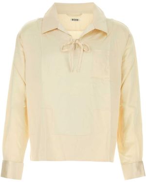 Bode Cream Satin Maze Blouse - Natural