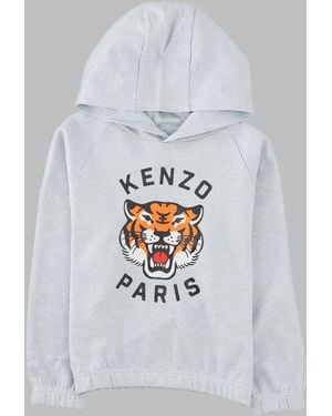 KENZO Felpa Con Tigre Stampata - White