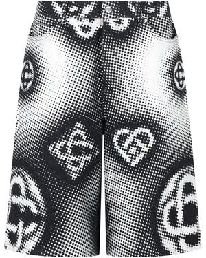 CASABLANCA 'Perlescent' Cotton Bermuda Shorts - Grey