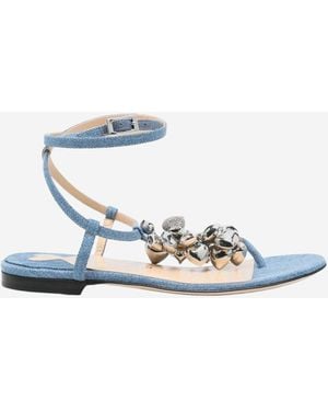 Mach & Mach Cotton und Ledersandalen - Blau