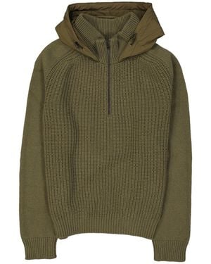 Herno Long-Sleeved Hooded Knitted Jumper - Green