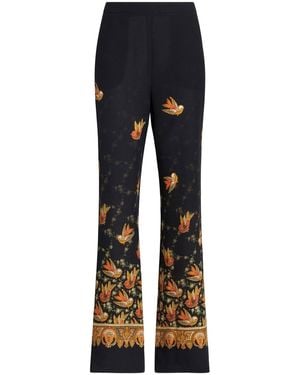 Etro Printed Silk Pants - Blue