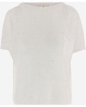 Bruno Manetti Kurzarmtrikot aus Leinen- und Baumwollmischung - Weiß