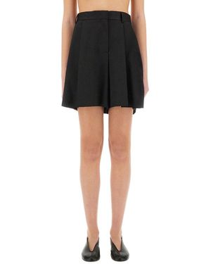 Moschino Wool Shorts With Pleated Design - Schwarz