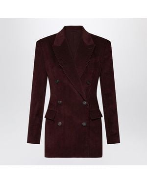 Brunello Cucinelli Bordeaux Velvet Double Breasted Jacket - Purple