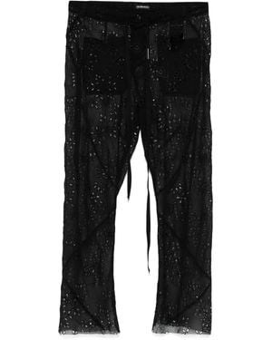 Ann Demeulemeester Esti Cropped Bias Cut Embroidered Trousers - Black