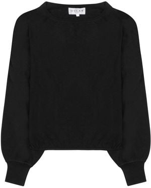 OSCAR THE COLLECTION Cropped Long-Sleeve Top With Puffed Sleeves And Gathered Hem - Black