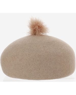 ALEXIA ALVAREZ DE TOLEDO Stiff Wool Beanie With Pom Pom - Brown