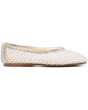 Forte Forte Strass Mesh Ballerina Schuhe - Weiß