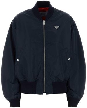 Prada Dark Blue Twill Bomber Jacket
