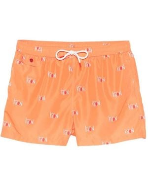 Kiton Badehose mit Kordelzug und Logo - Orange