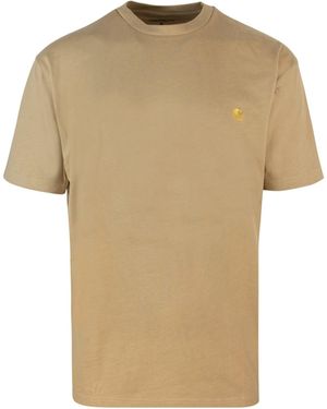 Carhartt T -shirt S/s Chase Dusty H. Brown - Naturel