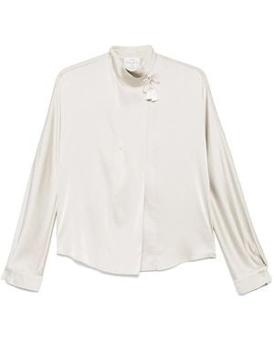 Forte Forte Silk Blend Long-Sleeved Shirt With Tassel Detail - White