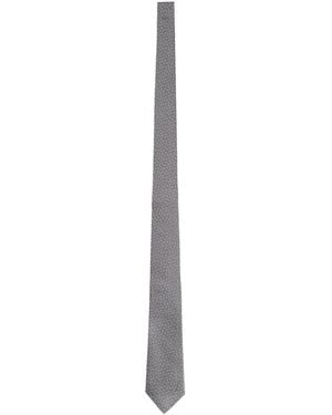 Gucci Silk Tie With Clamps - White