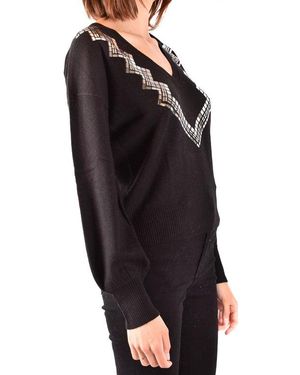 Pinko Sequin Detail Vneck Jumper - Black