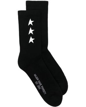 Golden Goose Gerippte Socken Mit Sterne-Print - Schwarz