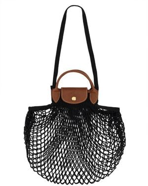 Longchamp Le Pliage Filet Large Bag Cotton Handbags - Black