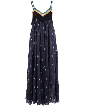 forte_forte Abito Bustier Voile Ricamo "Petites Fleurs" - Blue