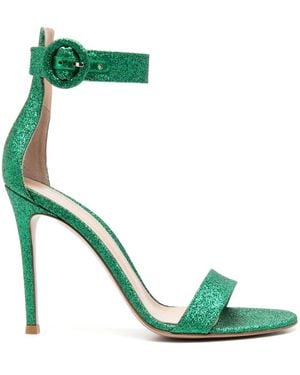 Gianvito Rossi Portofino Starlight Leather High Heel Sandals - Green
