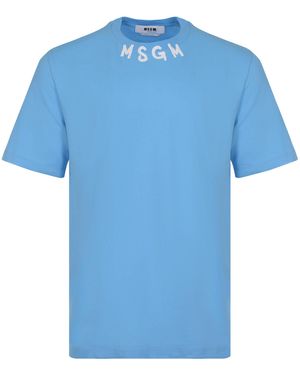 MSGM T Shirt Made Of Cotton - Blue