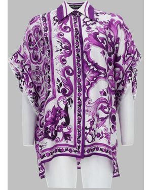 Dolce & Gabbana Elegant Sheer Mini Shirt For - Purple