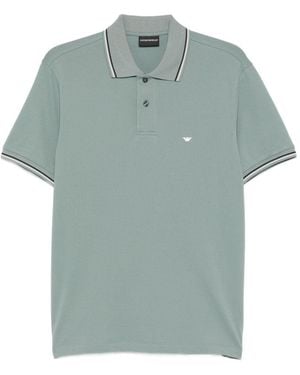 Emporio Armani Logo Cotton Polo Shirt - Blue