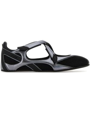 The Attico Mesh And Leather Ballerinas - Black