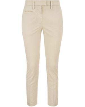 Dondup Perfect Slim Fit Cotton Gabardine Trousers - Natural