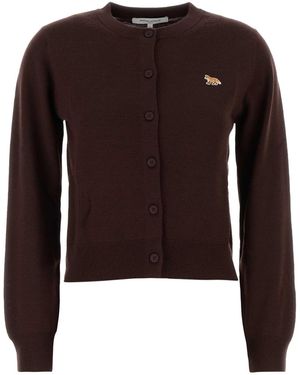 Maison Kitsuné Wool Cardigan - Brown