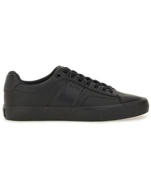 BOSS Leather Trainer - Black