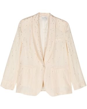 forte_forte Habotai Silk And Crystals Jacket Clothing - Natural