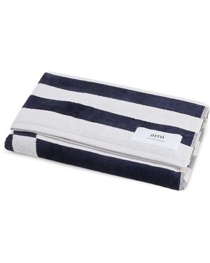 Ami Paris Hou Van Paris Adc Gestreepte Strandhanddoek - Blauw